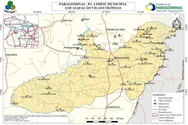 Figura 2: Mapa representativo das comunidades de Paragominas, Pará.