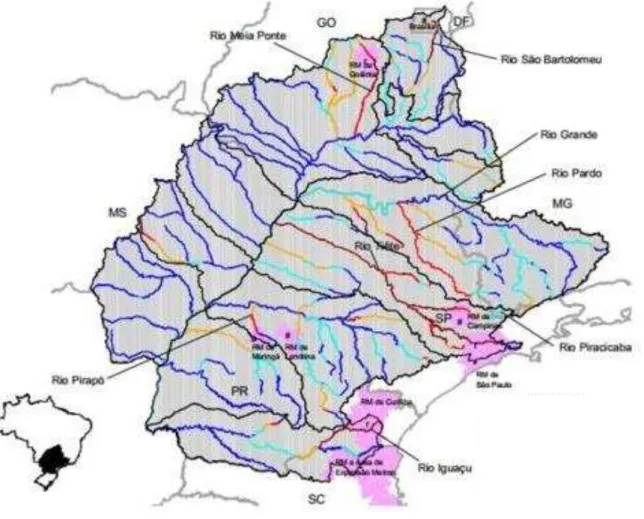 Figura 1.1. Disponibilidade e demanda de recursos hídricos na região hidrográfica Paraná