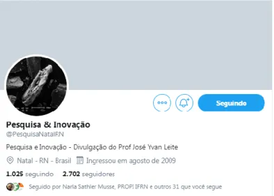 Figura 1: Perfil da conta de Twitter de José Yvan Pereira Leite 