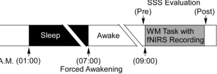 Figure 1. Experimental protocol. Subjects retired to bed at 01:00 A.M. in the laboratory and were forcibly awakened at 07:00 A.M