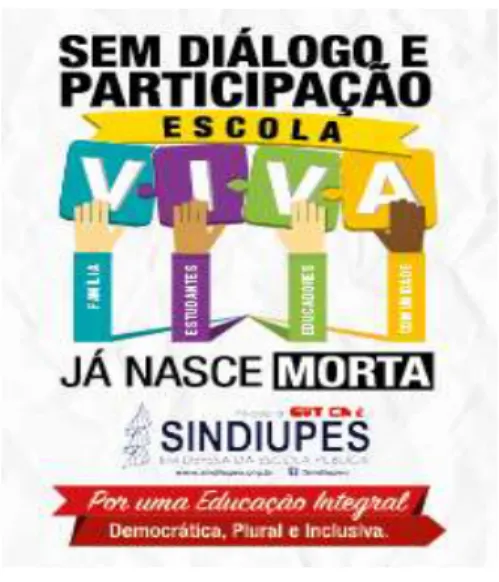 Figura 2: Folder da campanha de mobilização realizada pelo Sindicato dos Trabalhadores em Educação Pública do  Espírito Santo contra a falta de diálogo na implementação do projeto Escola Vista