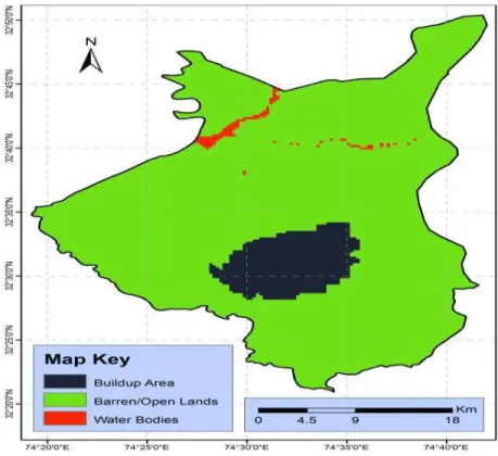 Fig. 3 Spatial distribution of the recharge assessment on the basis of the land use. 