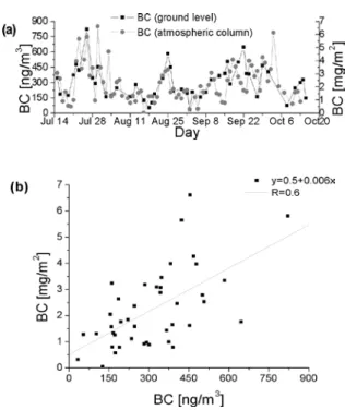 Fig. 2. Evolution of τ together with C BC  at ground level. 