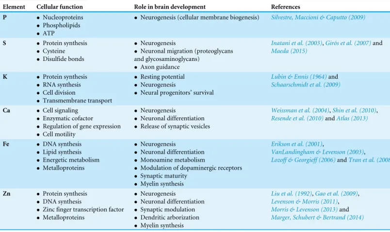 Table 1 Trace elements detected in cerebral organoids and its corresponding functions in the brain development.