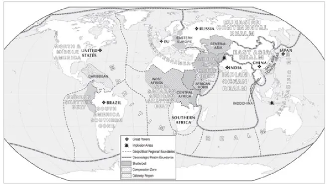 Figura 1.7 – Mapa geopolítico mundial em 2025 