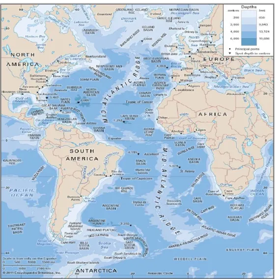 Figura 2.2 – Mapa do Oceano Atlântico 