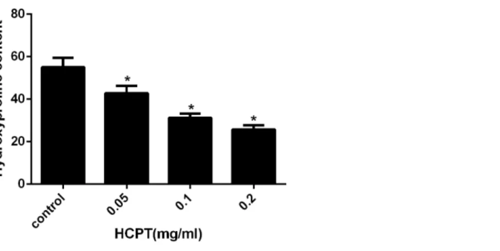 Figure 4 The effect of HCPT on epidural collagen tissue in rats. HPC was expressed as µ g/mg
