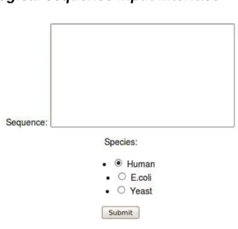 Figure 8 - Web application user interface form. Text area is for biological sequence  insertion