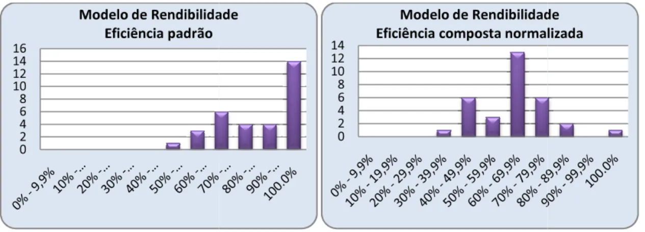Gráfico 4.4 Histograma de frequência dos níveis de eficiência de rendibilidade 