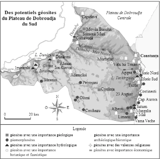 Fig. 5. Des potentiels géosites du Plateau de Dobroudja du Sud 