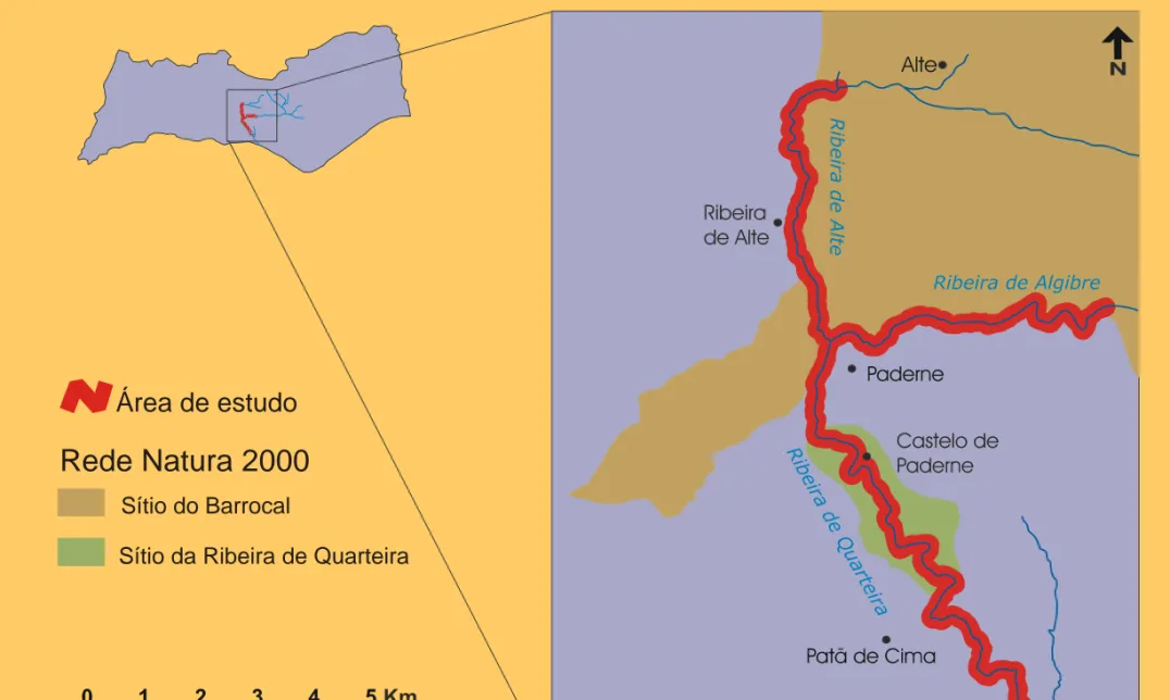 Figura 3 – Localização da área de estudo no contexto da região algarvia.