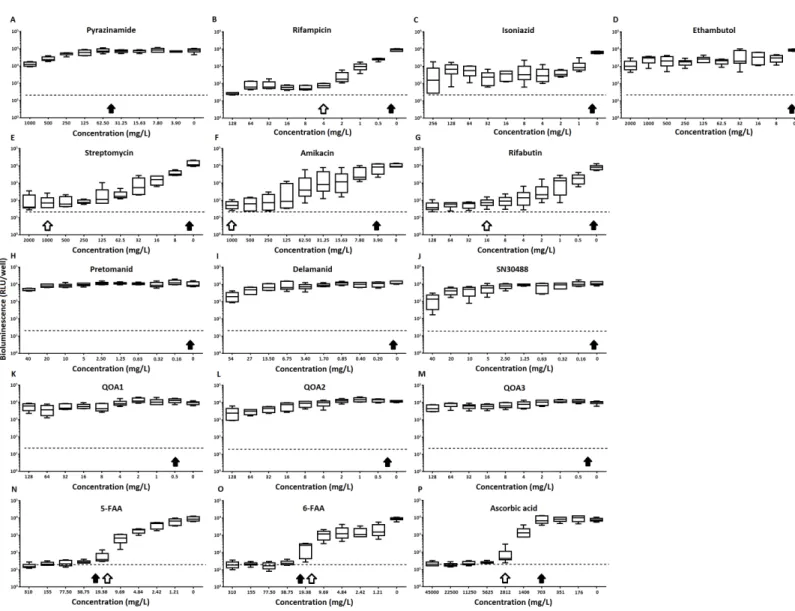 Figure 2 The effect of clinically-used and experimental compounds on M. tuberculosis BSG001 pellicles