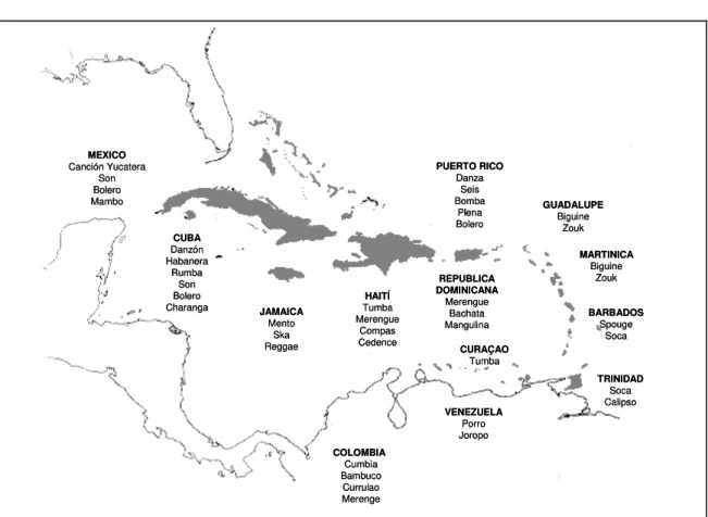Figura 1: Estilos  musicales de la región caribeña 
