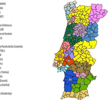 Figura  3.3  –  Sistemas  de  gestão  de  resíduos  urbanos  em  Portugal  Continental  (Multimunicipais e Intermunicipais)  