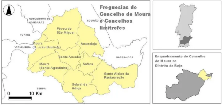 Figura 3.1: Enquadramento Regional de Moura (FONTE: Atlas do Ambiente digital, 2006)