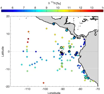 Fig. 4. Data point distribution through the last 500 ka. (a) Each record is plotted horizontally, and each black cross represents a data point