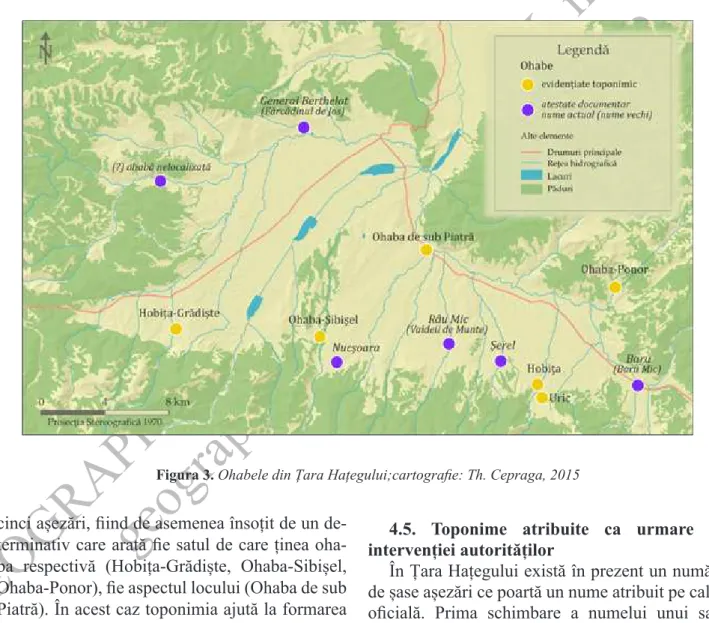 Figura 3. Ohabele din Țara Hațegului;cartograie: Th. Cepraga, 2015