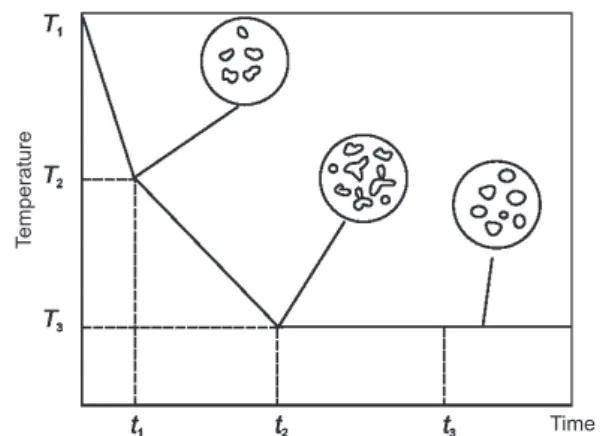 Fig. 5:  Stage schematic of spherical particles formation  during semisolid slurry preparation by SIM
