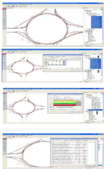 Figure 4: the process of doing the entire simulated traffic interchange  in the Aimsun Simulator 