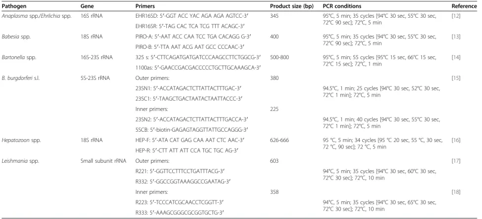 Table 2 Primer sets for PCR amplification of FVBD agents