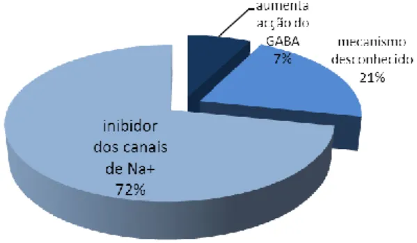 Figura 6: Percentagem referente ao mecanismo de acção dos medicamentos antiepilépticos