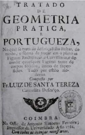 Fig. 7.  Frei Luiz de Santa Tereza, folha de rosto do Tratado  de Geometria Prática e Portugueza (1761)