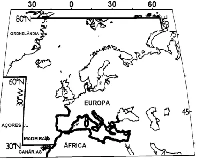Figura 2.2. Distribuição geográfica de Diplodus vulgaris no Atlântico NE e Mediterrâneo   (adaptado de Bauchot &amp; Hureau, 1986)