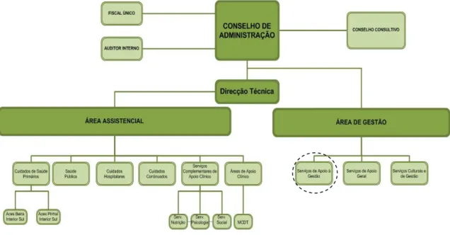 Figura 1 – Exemplo Modelo Organizacional Unidade de Saúde, EPE 