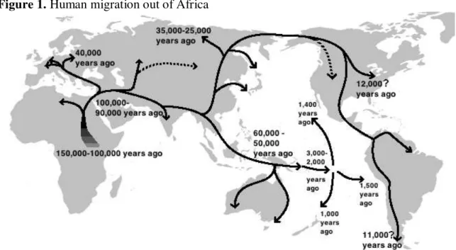 Figure 1. Human migration out of Africa 