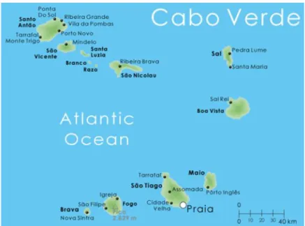 Figura 1: Mapa de Cabo Verde (retirado de Santos, 2009, p.3).