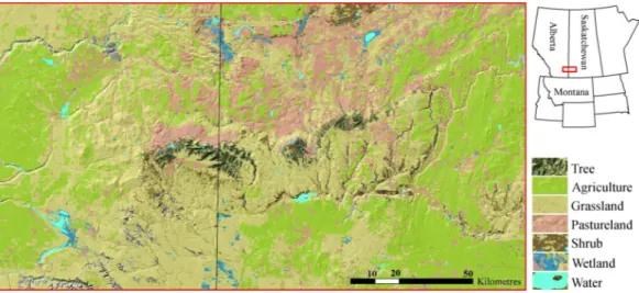 Figure 1 Cypress Hills study area. The Cypress Hills are an insular formation of foothills located in southeast Alberta and southwest Saskatchewan, Canada (Latitude 49.7 ◦ N, Longitude 109.5 ◦ W)