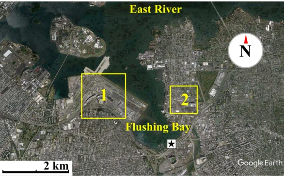 Figure 1 Map of waterfront sampling location. Map of the East River, Flushing Bay &amp; surrounding New York City Area