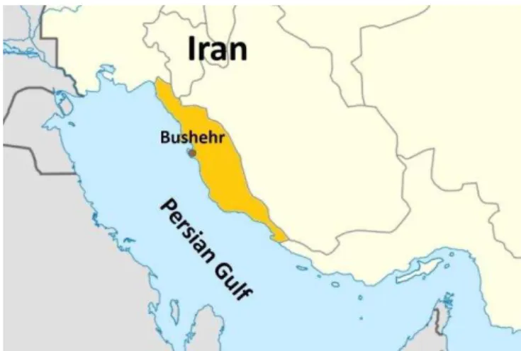 Figure 1. Catchment area of the study (The Persian Gulf coastline,  Bushehr province, south Iran)