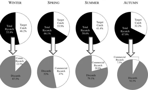 Figure 2.3 - Overall catch composition of the crustacean trawls according to season. 