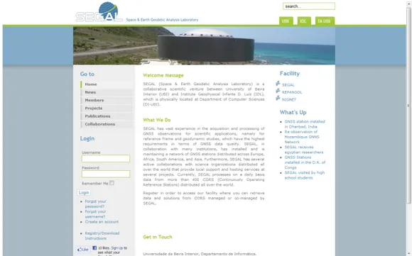 Figure 2.6: SEGAL Web Portal main page screen