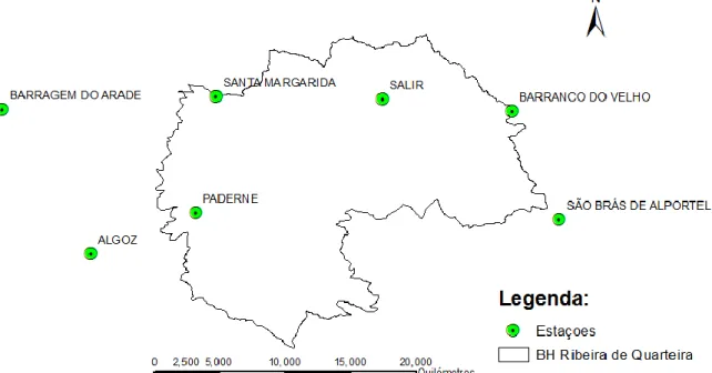 Figura 3.10 - Localização das estações meteorológicas e udométricas utilizadas para  obtenção de dados 