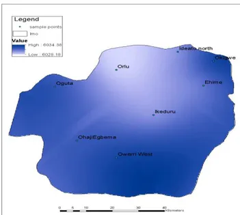 Figure 1.0: Rainfall Erosivity map (R) of Imo State 