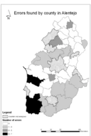 Figure 3 Overall errors found by county in Alentejo. 