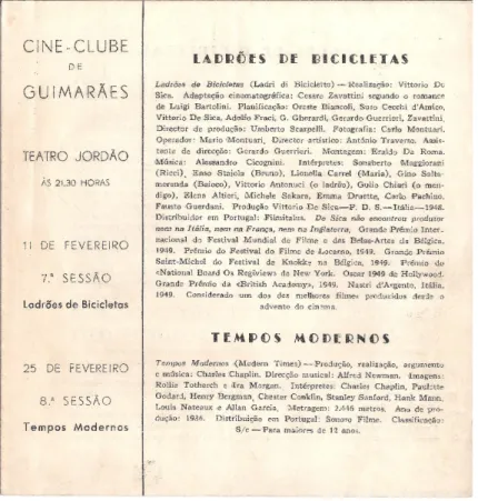 Fig. 1 - Capa do primeiro Boletim do Cineclube de Guimarães, fevereiro de 1959.