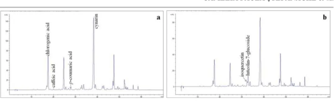 Fig. 3. Chromatographic profile of A. annua (sample 1). a. phenolic acids at 320 nm.  