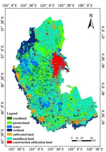 Fig. 3: Land utilization classiication map for Daqing in 2015
