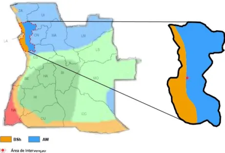 FIG 2.5 Classificação de Koppen da Província do Bengo  Fonte: Adaptado de: http://www.achetudoeregiao.com.br/africa/africa.htm 