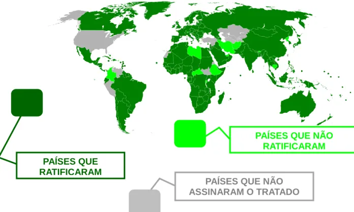 Figura 6 – Os países signatários da CNUDM  Fonte:https://pt.wikipedia.org 
