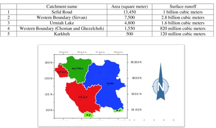 Fig. 4. The map of catchments in Kurdistan province 