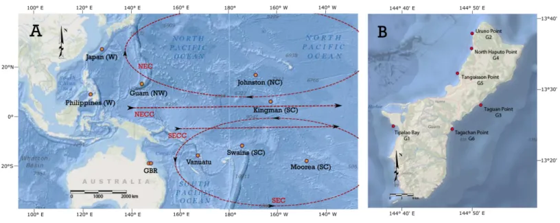 Figure 1 Acanthaster ‘planci’ localities sampled in the Pacific Ocean and around Guam