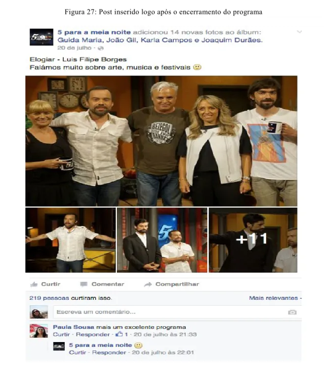 Figura 27: Post inserido logo após o encerramento do programa 