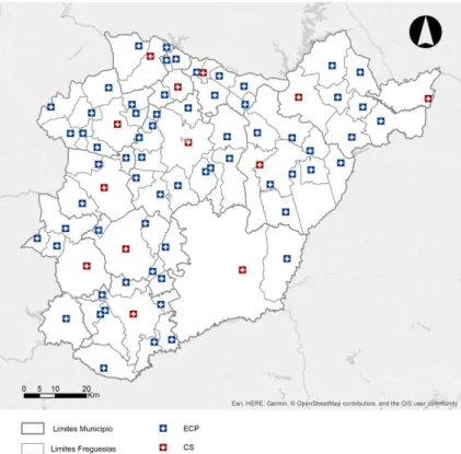 Figura 22: ECP na região do Baixo Alentejo  Fonte: Elaboração própria com base no SNS (2017) 