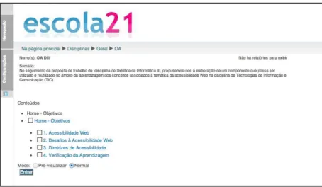 Figura 14: OA numa disciplina Moodle. 