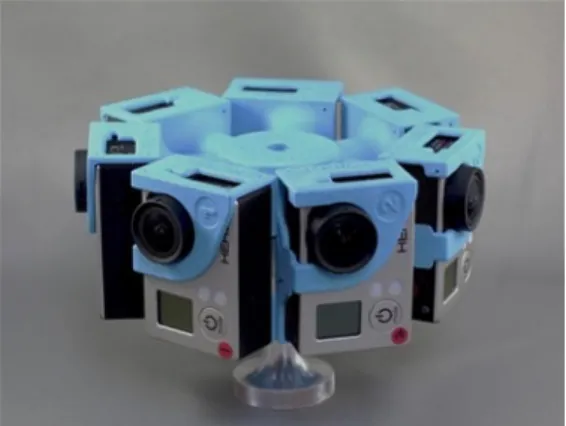 Figura 2:2 Suporte para captura de vídeo em 360º com 7 câmaras  GoPro 