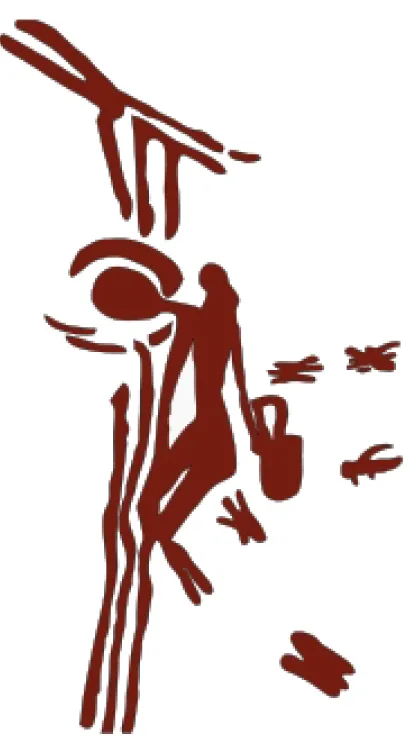 Figura 1: &#34;Os caçadores de mel&#34; Pintura rupestre com 6000 anos  de idade, descoberta  perto de Valência (Espanha)